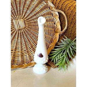 Vintage Fenton Hobnail White Milk Glass Bud Vase w/Sticker